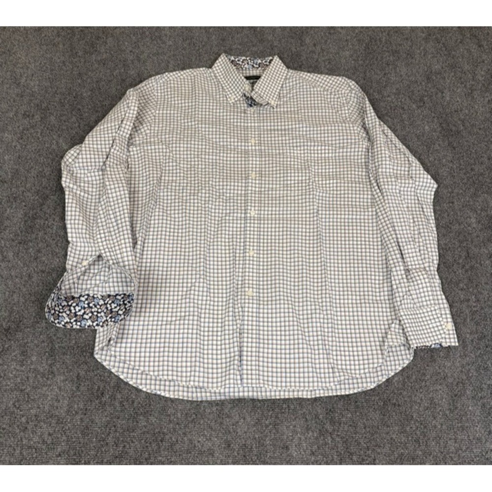 Paul & Shark Shirt MensBrown Blue White Plaid Button Down Cotton Yachting Size L